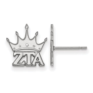 Sterling Silver Rhodium-plated LogoArt Zeta Tau Alpha Sorority Symbol Extra Small Post Earrings