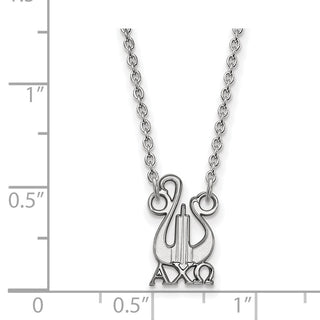 Sterling Silver Rhodium-plated LogoArt Alpha Chi Omega Sorority Symbol Small Pendant 18 inch Necklace