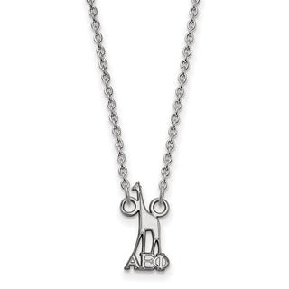 Sterling Silver Rhodium-plated LogoArt Alpha Epsilon Phi Sorority Symbol Extra Small Pendant 18 inch Necklace