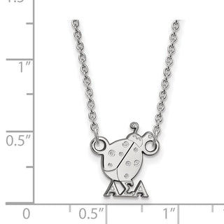 Sterling Silver Rhodium-plated LogoArt Alpha Sigma Alpha Sorority Symbol Extra Small Pendant 18 inch Necklace