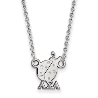Sterling Silver Rhodium-plated LogoArt Alpha Sigma Alpha Sorority Symbol Extra Small Pendant 18 inch Necklace