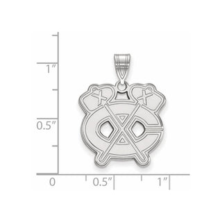 Sterling Silver Rhodium-plated NHL LogoArt Chicago Blackhawks Letter C and Tomahawk Large Pendant