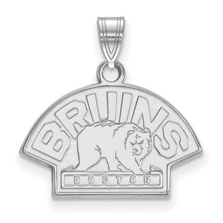 Sterling Silver Rhodium-plated NHL LogoArt Boston Bruins Small Pendant SS039BRI