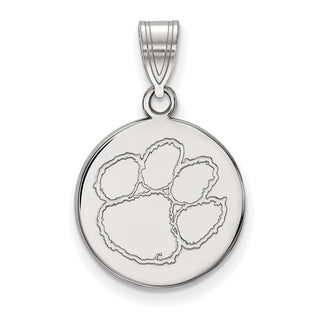 10k White Gold LogoArt Clemson University Tiger Paw Medium Disc Pendant