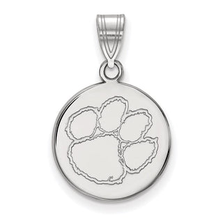 14k White Gold LogoArt Clemson University Tiger Paw Medium Disc Pendant
