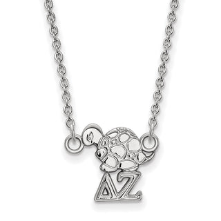 Sterling Silver Rhodium-plated LogoArt Delta Zeta Sorority Symbol Extra Small Pendant 18 inch Necklace