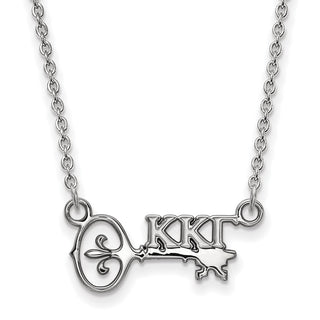 Sterling Silver Rhodium-plated LogoArt Kappa Kappa Gamma Sorority Symbol Extra Small Pendant 18 inch Necklace