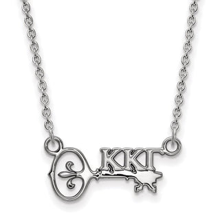 Sterling Silver Rhodium-plated LogoArt Kappa Kappa Gamma Sorority Symbol Extra Small Pendant 18 inch Necklace