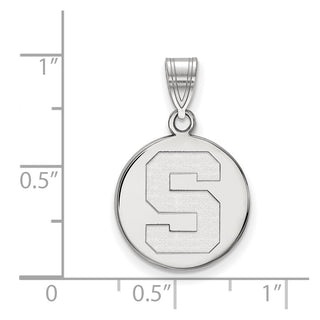 Sterling Silver Rhodium-plated LogoArt Michigan State University Letter S Medium Disc Pendant