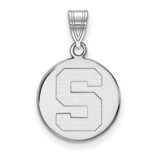 Sterling Silver Rhodium-plated LogoArt Michigan State University Letter S Medium Disc Pendant