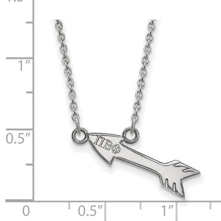 Sterling Silver Rhodium-plated LogoArt Pi Beta Phi Sorority Symbol Extra Small Pendant 18 inch Necklace