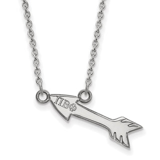 Sterling Silver Rhodium-plated LogoArt Pi Beta Phi Sorority Symbol Extra Small Pendant 18 inch Necklace