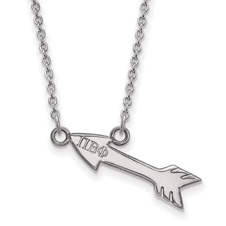 Sterling Silver Rhodium-plated LogoArt Pi Beta Phi Sorority Symbol Extra Small Pendant 18 inch Necklace