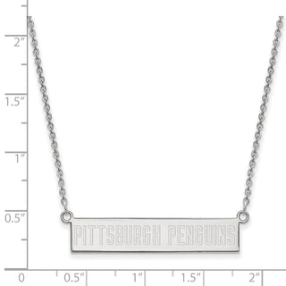 Sterling Silver Rhodium-plated NHL LogoArt Pittsburgh Penguins Small Bar 18 inch Necklace