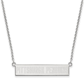 Sterling Silver Rhodium-plated NHL LogoArt Pittsburgh Penguins Small Bar 18 inch Necklace