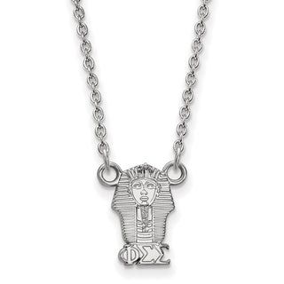 Sterling Silver Rhodium-plated LogoArt Phi Sigma Sigma Sorority Symbol Extra Small Pendant 18 inch Necklace