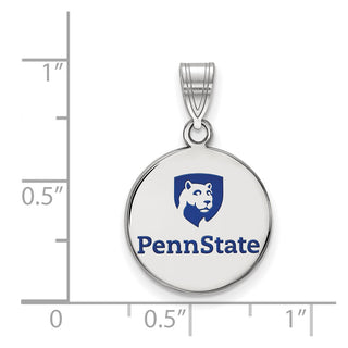 Sterling Silver Rhodium-plated LogoArt Penn State University Medium Enameled Disc Pendant