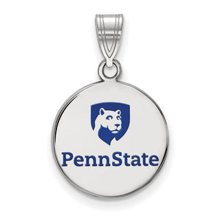 Sterling Silver Rhodium-plated LogoArt Penn State University Medium Enameled Disc Pendant