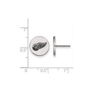 Sterling Silver Rhodium-plated NHL LogoArt Detroit Red Wings Small Enameled Disc Post Earrings