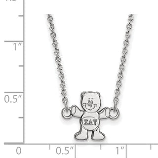Sterling Silver Rhodium-plated LogoArt Sigma Delta Tau Sorority Symbol Extra Small Pendant 18 inch Necklace