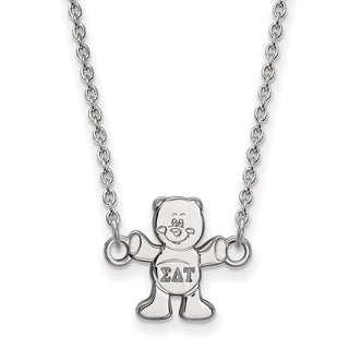Sterling Silver Rhodium-plated LogoArt Sigma Delta Tau Sorority Symbol Extra Small Pendant 18 inch Necklace