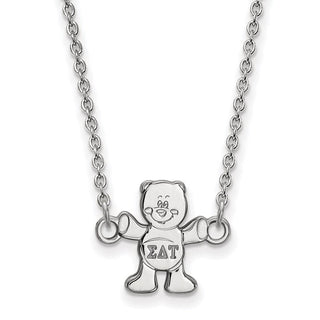 Sterling Silver Rhodium-plated LogoArt Sigma Delta Tau Sorority Symbol Extra Small Pendant 18 inch Necklace
