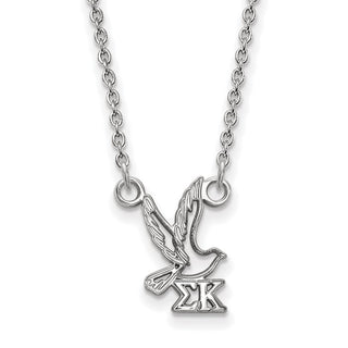 Sterling Silver Rhodium-plated LogoArt Sigma Kappa Sorority Symbol Extra Small Pendant 18 inch Necklace