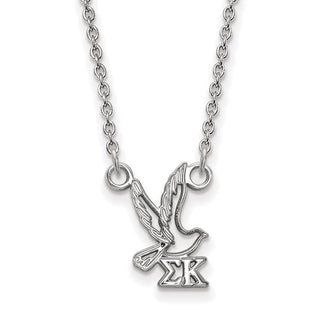 Sterling Silver Rhodium-plated LogoArt Sigma Kappa Sorority Symbol Extra Small Pendant 18 inch Necklace