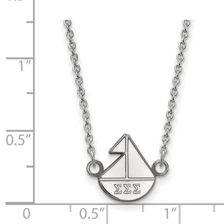Sterling Silver Rhodium-plated LogoArt Sigma Sigma Sigma Sorority Symbol Extra Small Pendant 18 inch Necklace