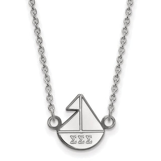 Sterling Silver Rhodium-plated LogoArt Sigma Sigma Sigma Sorority Symbol Extra Small Pendant 18 inch Necklace