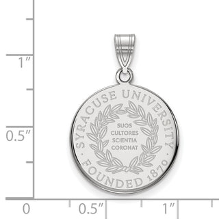 Sterling Silver Rhodium-plated LogoArt Syracuse University Large Crest Pendant