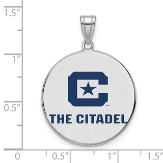 Sterling Silver Rhodium-plated LogoArt The Citadel XL Enamel Pendant