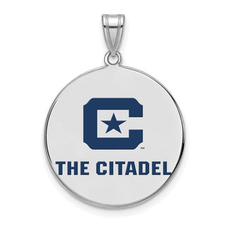Sterling Silver Rhodium-plated LogoArt The Citadel XL Enamel Pendant