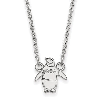 Sterling Silver Rhodium-plated LogoArt Theta Phi Alpha Sorority Symbol Extra Small Pendant 18 inch Necklace
