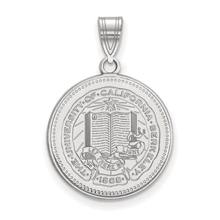 Sterling Silver Rhodium-plated LogoArt University of California Berkeley Large Crest Pendant