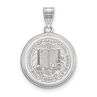 Sterling Silver Rhodium-plated LogoArt University of California Berkeley Large Crest Pendant