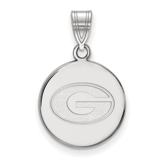14k White Gold LogoArt University of Georgia Letter G Medium Disc Pendant
