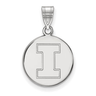 Sterling Silver Rhodium-plated LogoArt University of Illinois Letter I Medium Disc Pendant