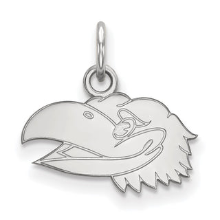 Sterling Silver Rhodium-plated LogoArt University of Kansas Jayhawk Extra Small Pendant SS039UKS