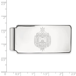 Sterling Silver Rhodium-plated LogoArt US Naval Academy Crest Money Clip