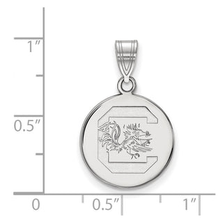 14k White Gold LogoArt University of South Carolina Medium Disc Pendant