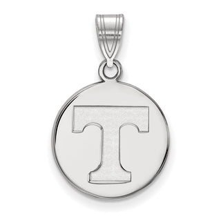 Sterling Silver Rhodium-plated LogoArt University of Tennessee Letter T Medium Disc Pendant