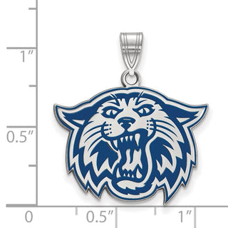 Sterling Silver Rhodium-plated LogoArt Villanova University Wildcat Large Enameled Pendant