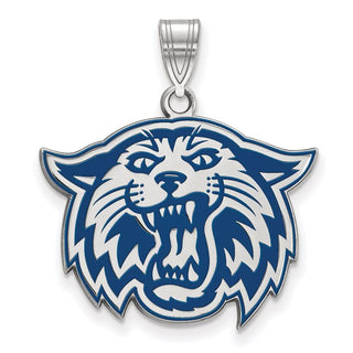 Sterling Silver Rhodium-plated LogoArt Villanova University Wildcat Large Enameled Pendant