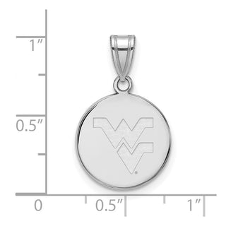 14k White Gold LogoArt West Virginia University W-V Medium Disc Pendant