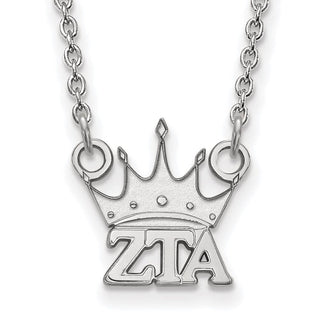Sterling Silver Rhodium-plated LogoArt Zeta Tau Alpha Sorority Symbol Extra Small Pendant 18 inch Necklace