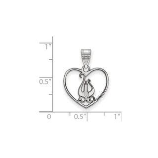 Sterling Silver Rhodium-plated LogoArt Alpha Chi Omega Sorority Symbol Heart Pendant