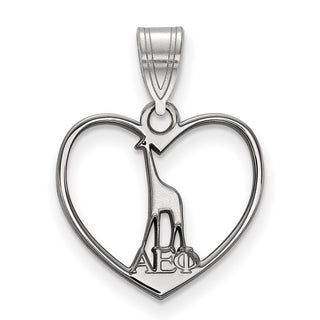 Sterling Silver Rhodium-plated LogoArt Alpha Epsilon Phi Sorority Symbol Heart Pendant