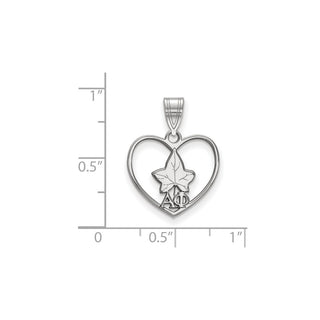 Sterling Silver Rhodium-plated LogoArt Alpha Phi Sorority Symbol Heart Pendant
