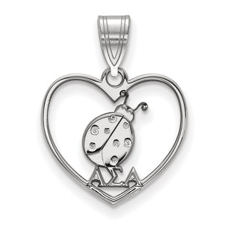 Sterling Silver Rhodium-plated LogoArt Alpha Sigma Alpha Sorority Symbol Heart Pendant